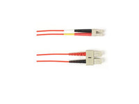 Black Box FOCMR10-003M-SCLC-RD OM3 50/125 Multimode Fiber Optic Patch Cable - OFNR PVC, SC to LC, Red, 3-m (9.8-ft.), GSA, TAA/