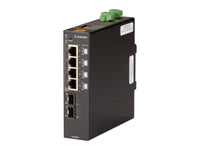 Black Box LIE402A Gigabit Ethernet (1000-Mbps) PoE++ Industrial Network Switch - (4) 10/100/1000-Mbps Copper RJ-45, (2) 100/1000-Mbps SFP, Extreme Temperature