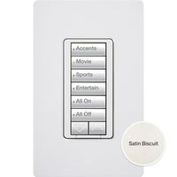 Lutron RRD-HN6BRL-BI seeTouch LED+ Hybrid Keypad; Works with RA3 Systems; 100W LED; 6 Button with 1 Raise / Lower; Neutral Required; 120V; Biscuit