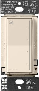 Lutron RRST-ANF-LA RadioRA 3 Sunnata Touch Fan Control 4-Speed 1.5A Paddle Fan AC Motor Single Pole Neutral Required 120V Light Almond