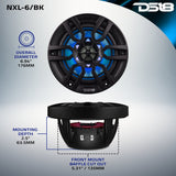 NXL 6.5" 2-Way Coaxial Marine Speaker with LED RGB Lights | 100W RMS 4-Ohm