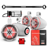 JK-TUBE 4x 8" Marine Towers Speakers with RGB LED Lights, 4-Channel Marine Amplifier and AMPKIT for Jeep JK/JKU