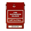 Potter 1000620-5 SPST Weather Proof Pull Station, FIRE SUPPRESSION RELEASE (White Text), Red