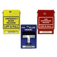 Potter RMS-1T-WP-LP Special Application Manual Pull Station, Foam System Release, White Text, Red