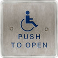 RCI R946HP459 Square Push Plate, Push to Open Text and Handicap Logo, Brushed Stainless Steel