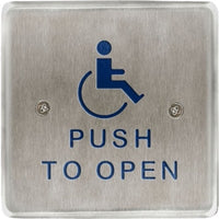 RCI R946HP459 Square Push Plate, Push to Open Text and Handicap Logo, Brushed Stainless Steel