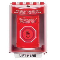 STI SS2087PO-EN Weather Resistant Momentary Stopper Station with Horn, Indoor / Outdoor, Surface Mount, EMERGENCY POWER OFF Label, Red