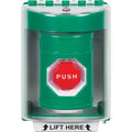 STI SS2178NT-EN Surface Mount Stopper Station Push Button with Universal Stopper Cover, Pneumatic Illuminated, No Text Label, Green