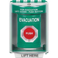 STI SS2181EV-EN Turn-to-Reset Stopper Station with Horn, Indoor / Outdoor, Surface Mount, EVACUATION Label in English, Green