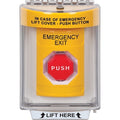 STI SS2238EX-EN Stopper Station Push Button with Universal Stopper Cover, Flush Mount, Pneumatic Illuminated, 'EMERGENCY EXIT' Label, Yellow