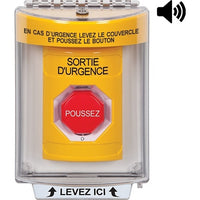 STI SS2249EX-FR Stopper Station with Indoor / Outdoor Cover, Flush with Horn, Turn-to-Reset 2 Form C Switch, EMERGENCY EXIT French Label, Yellow
