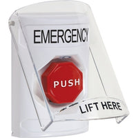 STI SS2328EM-EN Illuminated Pneumatic Stopper Station, EMERGENCY English Label, White