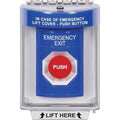 STI SS2434EX-EN Indoor / Outdoor Flush Momentary Stopper Station with 'EMERGENCY EXIT' Label English, Blue