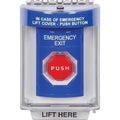 STI SS2438EX-EN Indoor/Outdoor Flush Pneumatic, Illuminated, Stopper Station with EMERGENCY EXIT, Blue