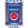 STI SS2478EM-EN Stopper Station Push Button with Universal Cover, Surface Mount, Pneumatic Illuminated, 'EMERGENCY' Label, Blue