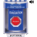STI SS2482EV-EN Indoor / Outdoor Surface with Horn Key-to-Reset Stopper Station, 'EVACUATION' Text, Blue