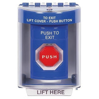 STI SS2482PX-EN Stopper Station Push Button with Horn, Surface Mount, Key-to-Reset Illuminated, 'PUSH TO EXIT' Label, Red