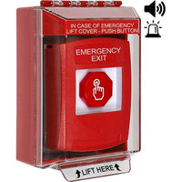 STI G3A085EX-EN G3 Multipurpose Push Button with 14220 Cover with Sound, No Camera, Momentary, EMERGENCY EXIT Label in English, Red