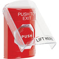 STI SS2028PX-EN Stopper Station, with Shield, Pneumatic Illuminated,' PUSH TO EXIT' Label, Red