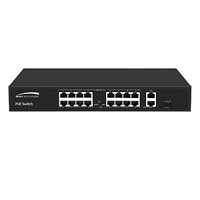 Speco P16S182 16-Port MB PoE Switch with 2GB Uplink Ports, PoE 802.3at