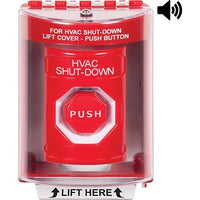 STI SS2082HV-EN Stopper Station Push Button with Universal Stopper Cover, Horn, Surface Mount, Key-to-Reset Illuminated, 'HVAC SHUT-DOWN' Label