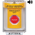 STI SS2248EX-EN Indoor / Outdoor Flush with Horn Pneumatic Illuminated Stopper Station with EMERGENCY EXIT Label English, Yellow