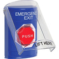 STI SS24A8EX-EN Indoor Only Flush or Surface with Horn Pneumatic, Illuminated, Stopper Station with EMERGENCY EXIT, Blue
