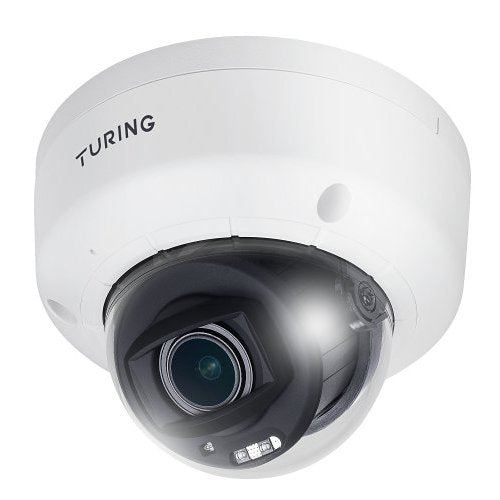 Turing Video EVC5ZD256-1Y 5MP EDGE+ Cloud Dome Camera with TV-CORE1Y VSaaS Core License, 256Gb Onboard Storage, 2.7-13.5mm Lens, NDAA/TAA Compliant, White