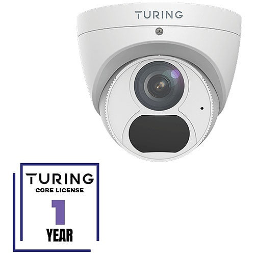 Turing Video TP-MED4M28-1Y CORE AI VSaaS License-Enabled 4MP Low Light Turret IP Camera, 2.8mm Fixed Lens, White