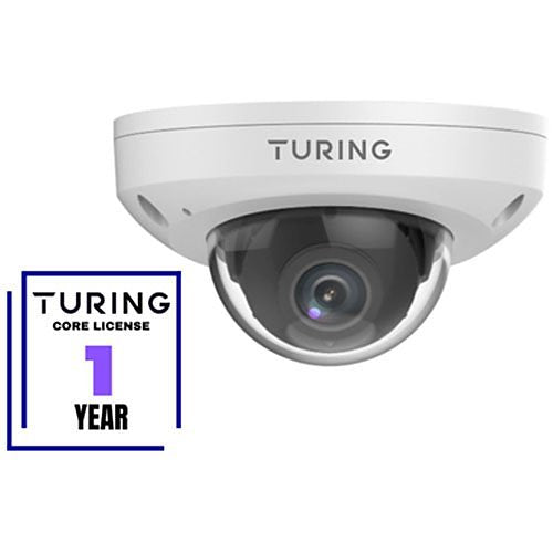 Turing Video TP-MFM4M28-1Y CORE AI VSaaS License-Enabled TwilightVision 4MP IR Mini Dome Camera, 2.8mm Lens, White