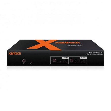 Xantech XT-HDMI-MX42-4K18G HDMI 2.0 4x2 Matrix with Audio Breakout and EDID Management