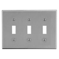 Hubbell P3GY 3-Gang Toggle Switch Wall Plate, Gray