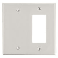 Hubbell PJ1326LA Wall Plate, Two Gangs, One Decorator Opening and One Blank, Light Almond