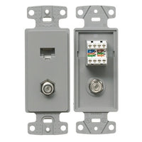 Hubbell NS785GY Plate Frame with Connector and CAT5e Jack, Gray