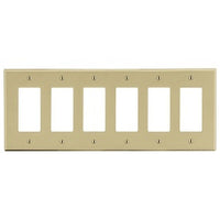 Hubbell P266I 6-Gang Decora Wall Plate, Ivory