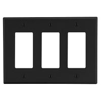 Hubbell P263BK 3-Gang Decora Wall Plate, Black