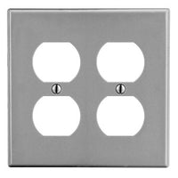 Hubbell PJ82GY 2-Gang Duplex Wall Plate, Gray