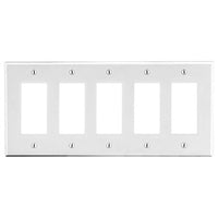 Hubbell P265W 5-Gang Decora Wall Plate, White