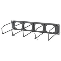 Hubbell HM34 M-Series Horizontal Cable Management, Rail Mounted, No Cover, 3-Unit, 4" Extension, Steel, Black