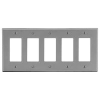 Hubbell P265GY 5-Gang Decorator Wall Plate, Gray