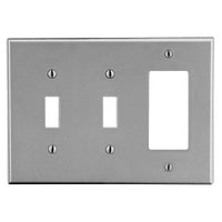 Hubbell P226GY Faceplates and Mounting Boxes, 3-Gang 2 Toggle 1 Decorator, Gray