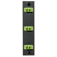 Hubbell FSPLCDM3GN Fiber Optic Patch Panel with 6 Ports and 3 LC Duplex Connections, Push-Buzz Green Notification System