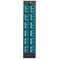 Hubbell FSPLCDM12B Fiber Optic Patch Panel, 24 Ports, 12 LC Duplex Connections, Push-Buzz Black Finish