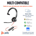 Poly 8X215AA Blackwire 3310 Monaural USB-C Headset +USB-C/A Adapter
