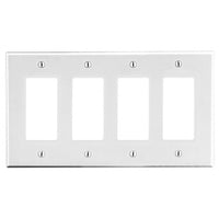 Hubbell P264W 4-Gang Decora Wall Plate, White