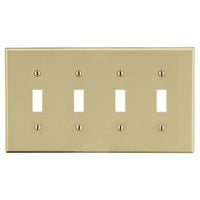 Hubbell P4I 4-Gang Toggle Wall Plate, Ivory