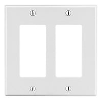 Hubbell PJ262W 2-Gang Decora Wall Plate, Medium-Sized, White