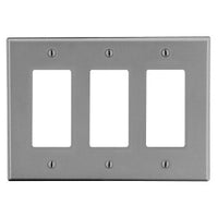 Hubbell PJ263GY 3-Gang Decorative Wall Plate, Gray