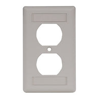 Hubbell IFP18OW 1-Gang Wallplate, IFP Duplex Cover Plate with Label Fields, Light Almond / Office White