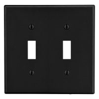 Hubbell PJ2BK 2-Gang Wall Plate with 2 Toggles, Black